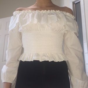 off the shoulder ruffle blouse